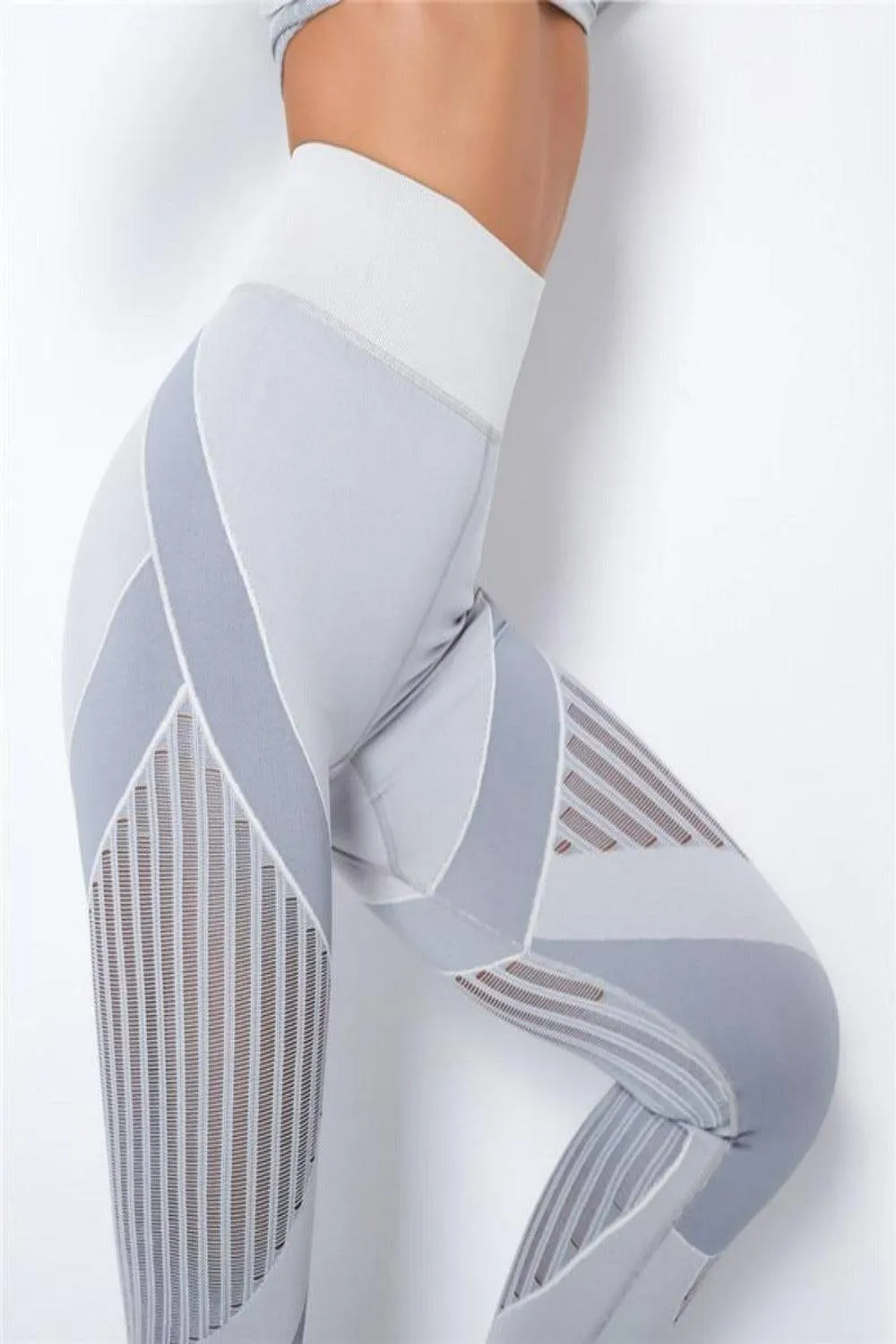 Tummy Control High Waisted Leggings - Light Gray