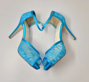 Turquoise Lace Bridal Shoes - Turquoise Blue Bridesmaids Shoes