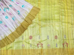 Tussar Silk Saree with Embroidery Design