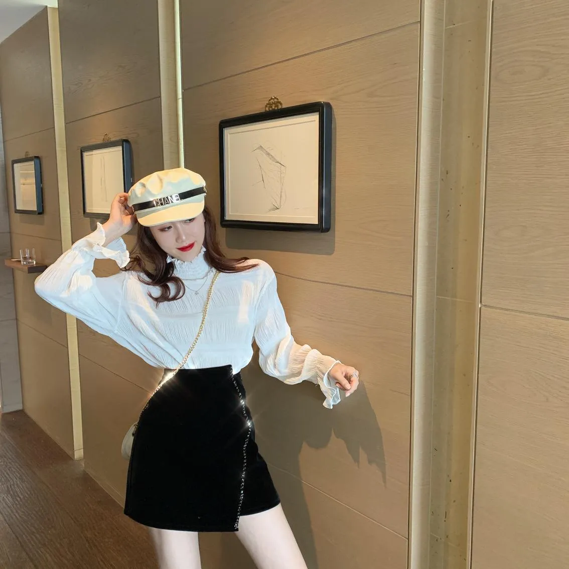 Velvet High Waist Bodycon  Mini Skirt