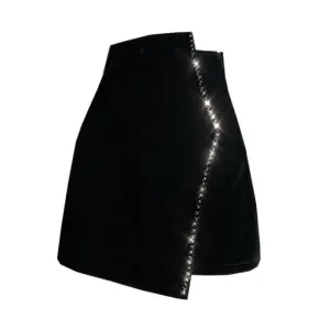 Velvet High Waist Bodycon  Mini Skirt