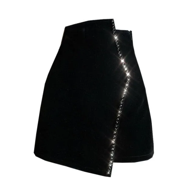 Velvet High Waist Bodycon  Mini Skirt