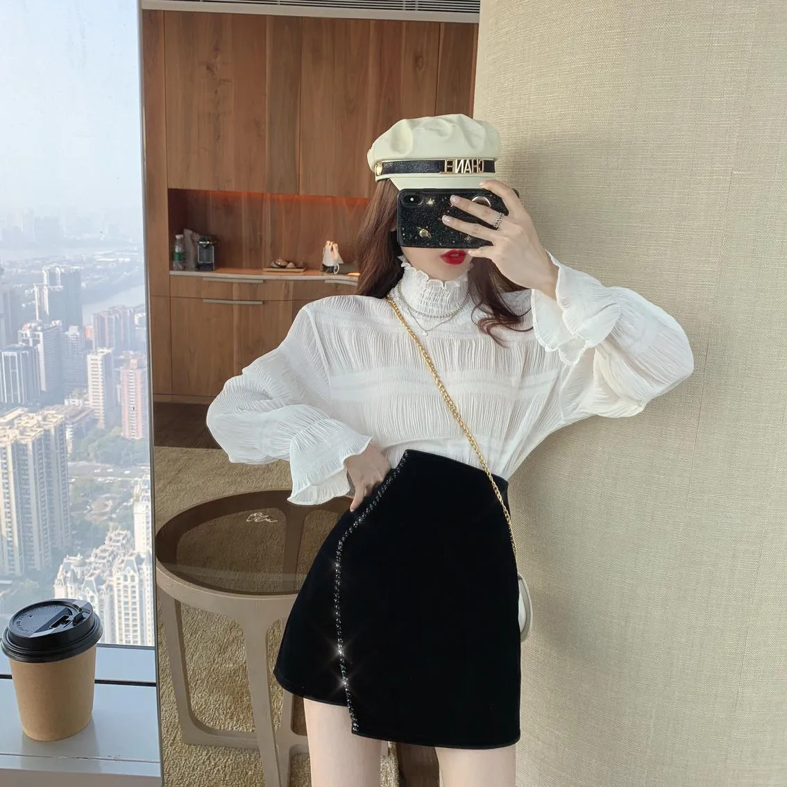 Velvet High Waist Bodycon  Mini Skirt
