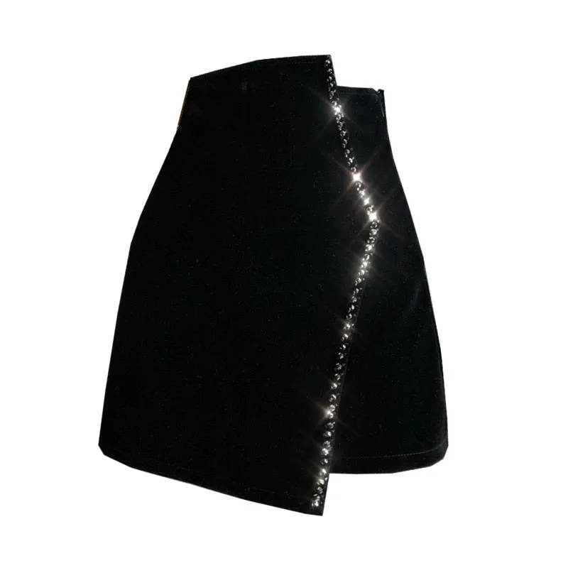 Velvet High Waist Bodycon  Mini Skirt