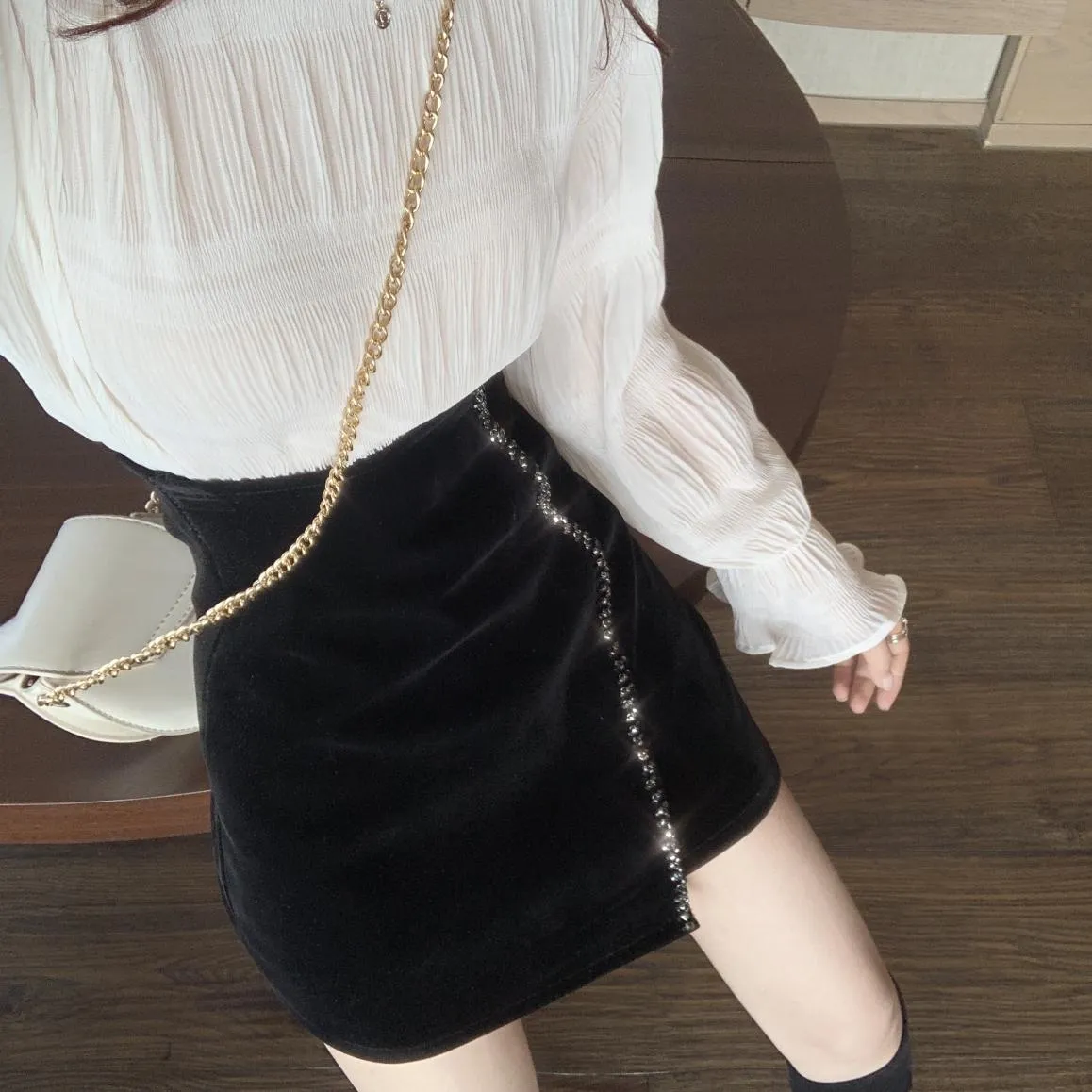 Velvet High Waist Bodycon  Mini Skirt