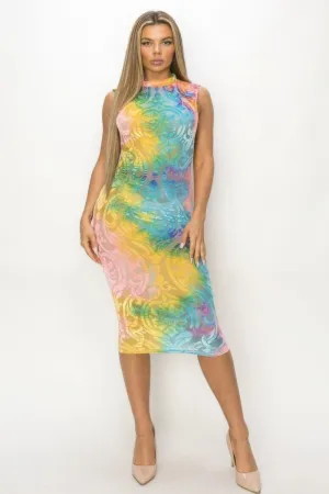 Velvet Tie Dye Sexy Midi Dress