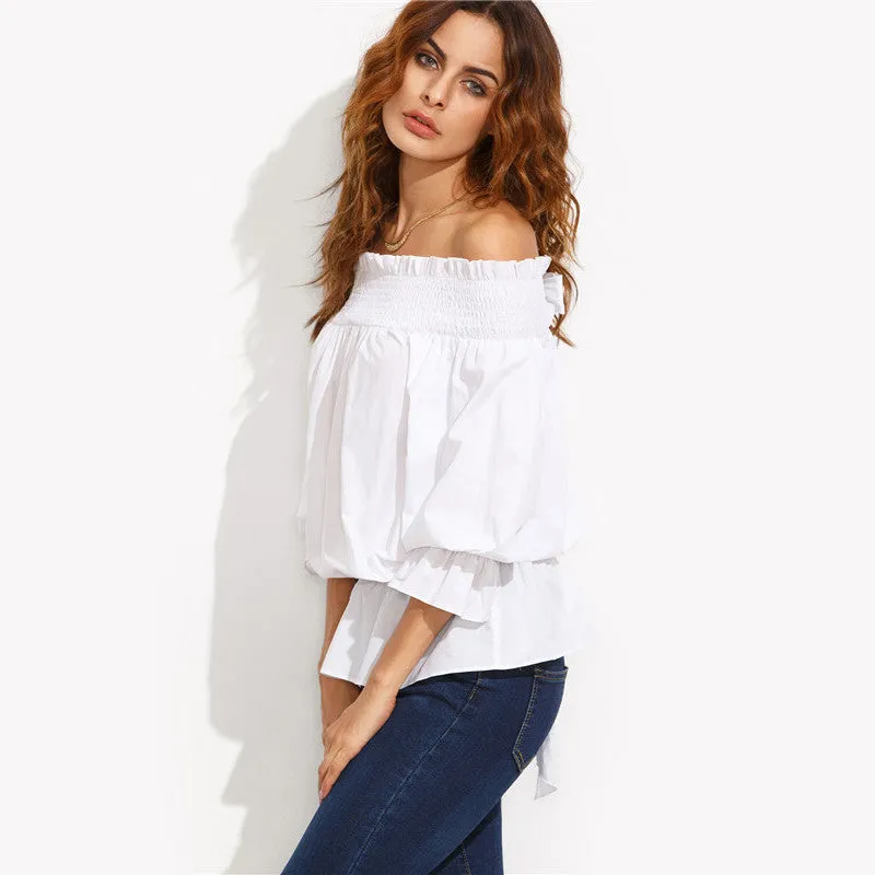Vivien Off The Shoulder Bow Long Sleeve