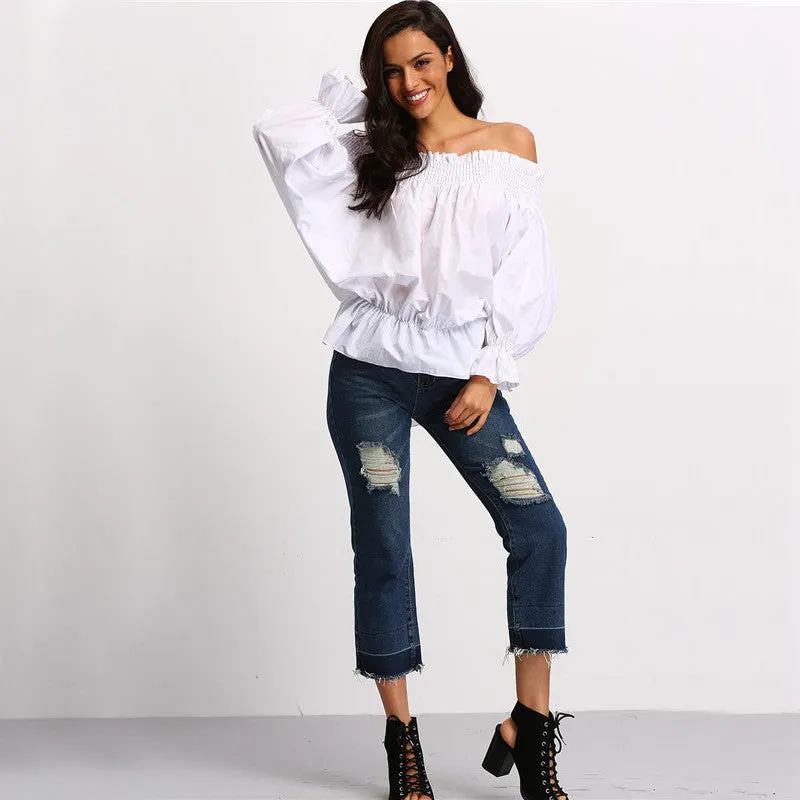 Vivien Off The Shoulder Bow Long Sleeve