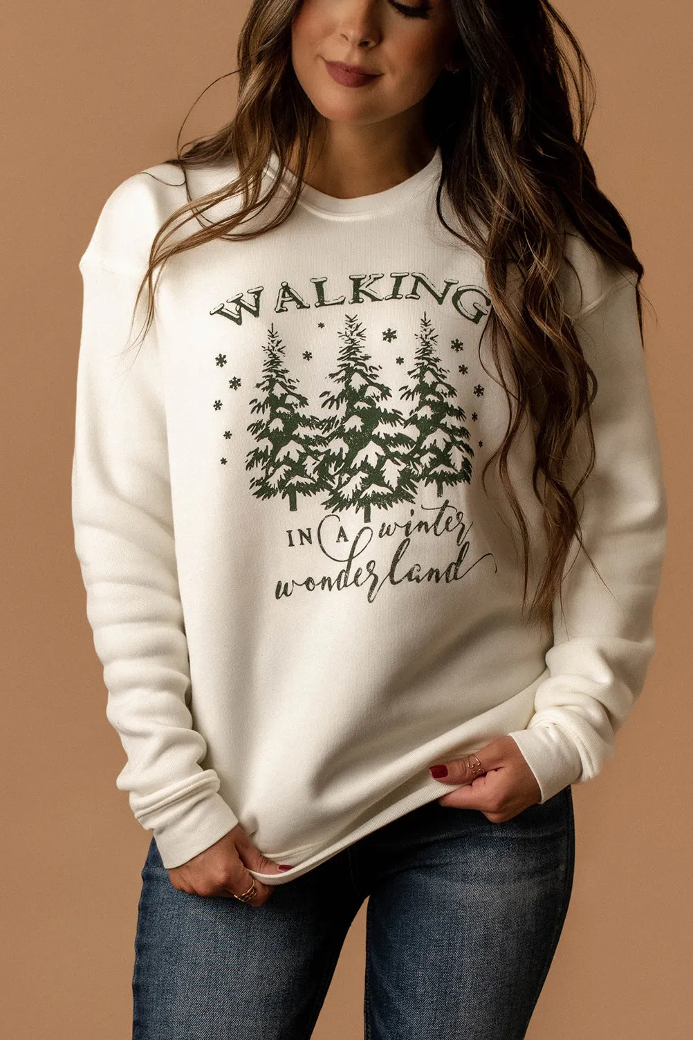 Walking In A Winter Wonderland Luxe Fleece Pullover (Vintage White) | FINAL SALE