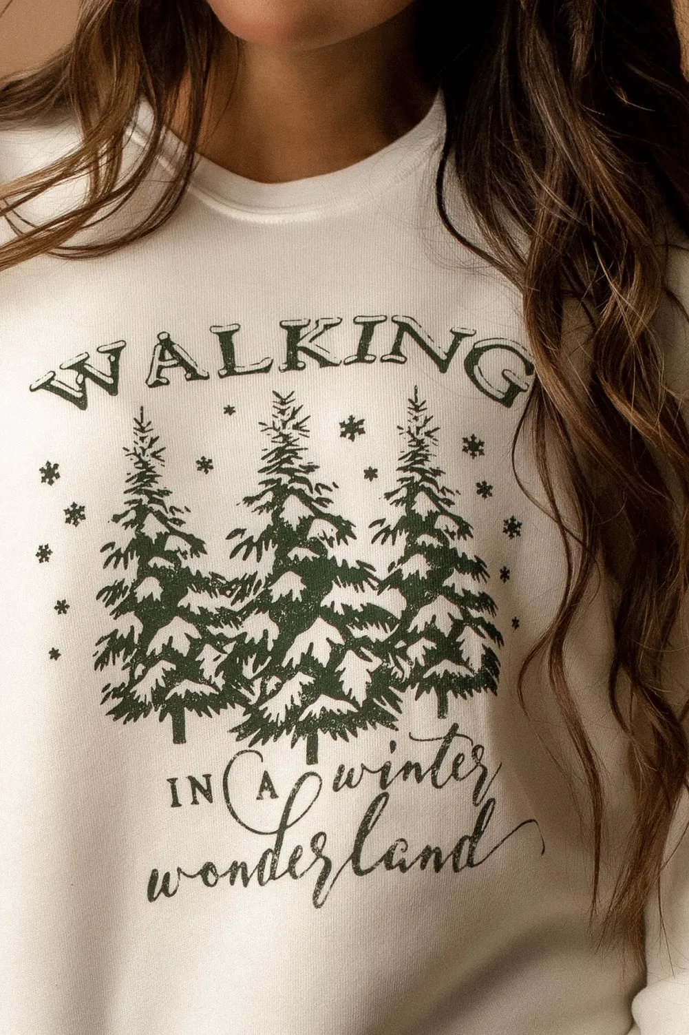 Walking In A Winter Wonderland Luxe Fleece Pullover (Vintage White) | FINAL SALE