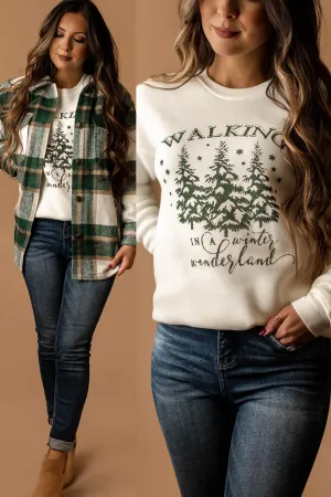 Walking In A Winter Wonderland Luxe Fleece Pullover (Vintage White) | FINAL SALE