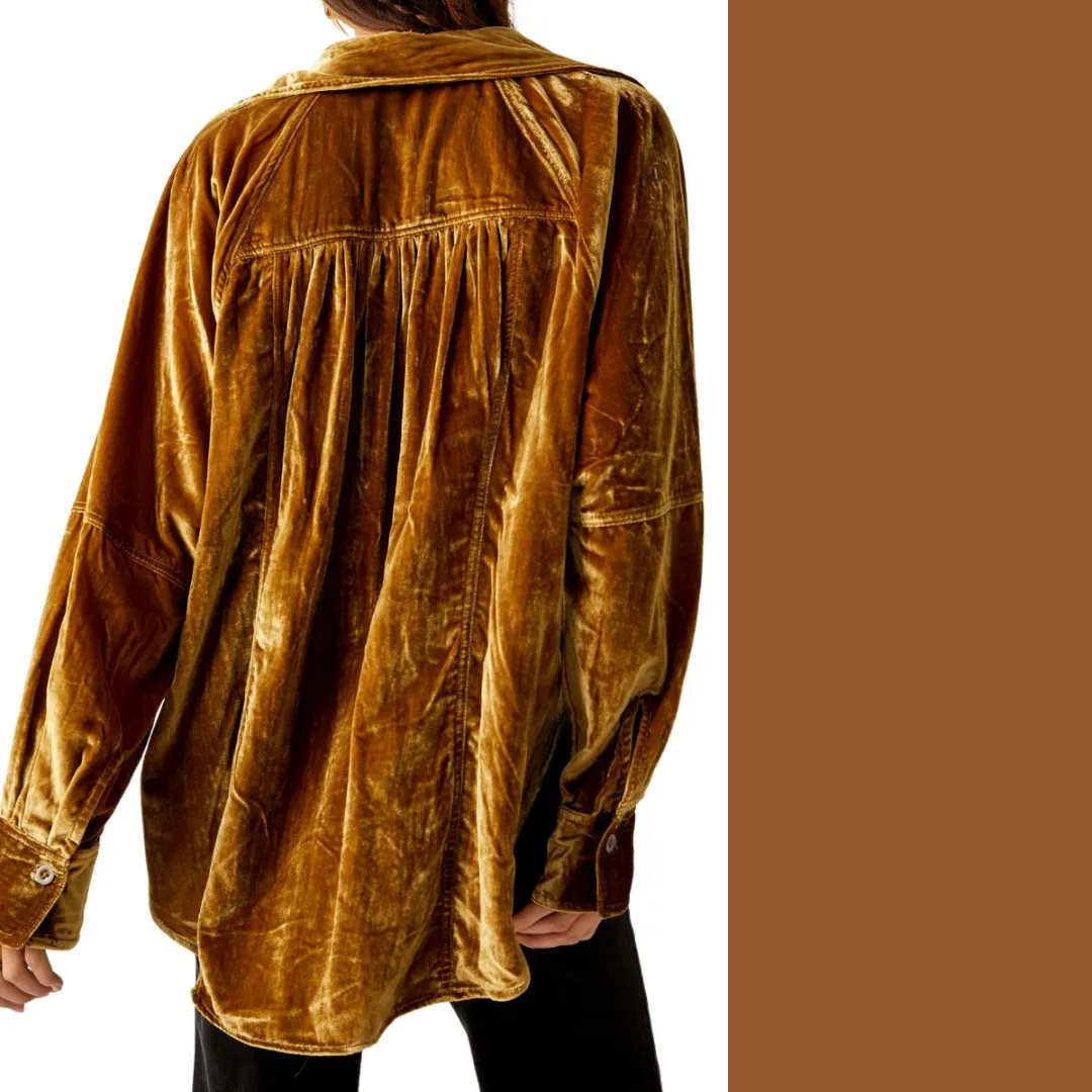 We the Free Night Skies Velvet Shirt - Golden Brown