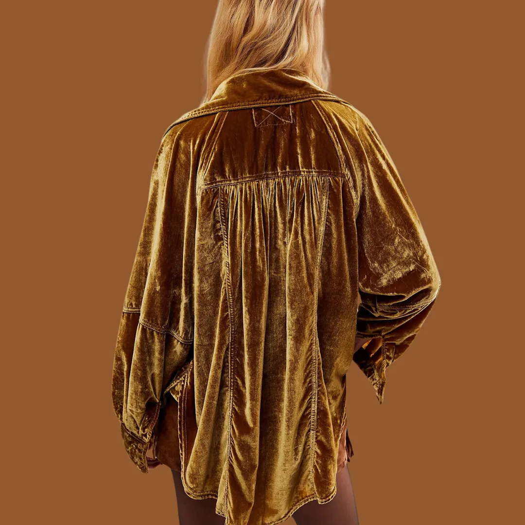 We the Free Night Skies Velvet Shirt - Golden Brown