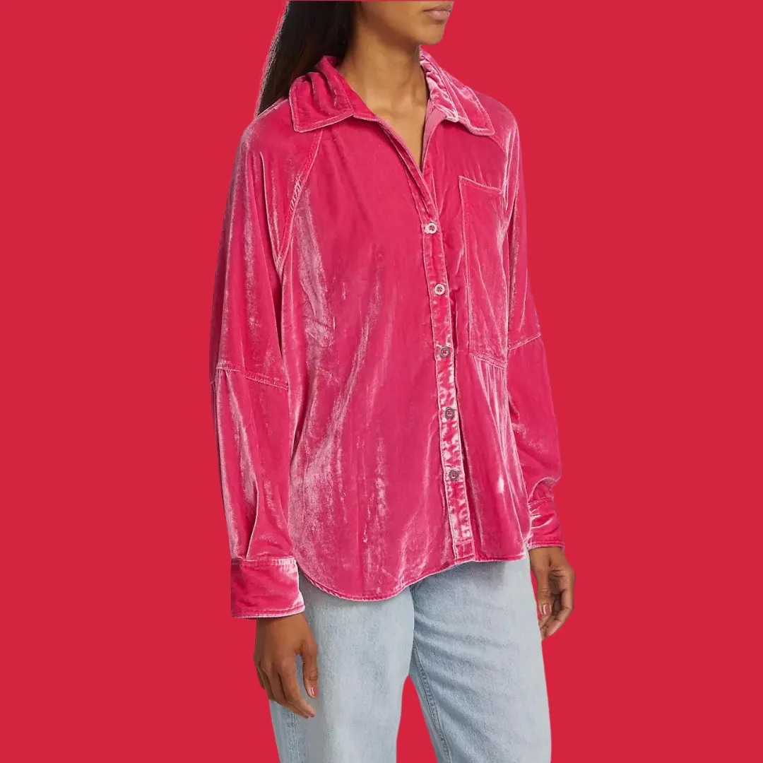 We the Free Night Skies Velvet Shirt - Sorbet
