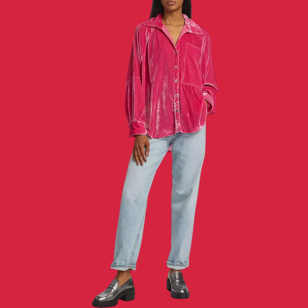We the Free Night Skies Velvet Shirt - Sorbet