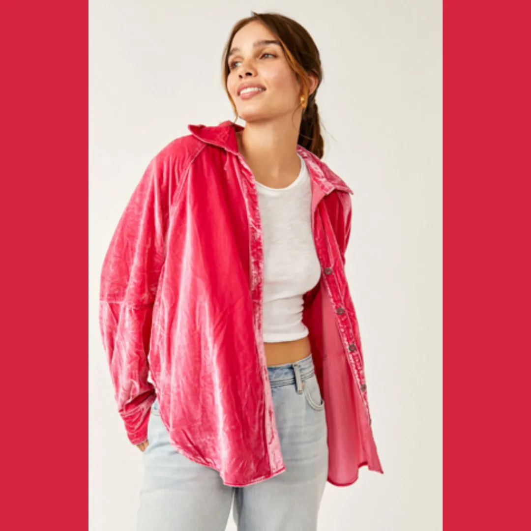 We the Free Night Skies Velvet Shirt - Sorbet