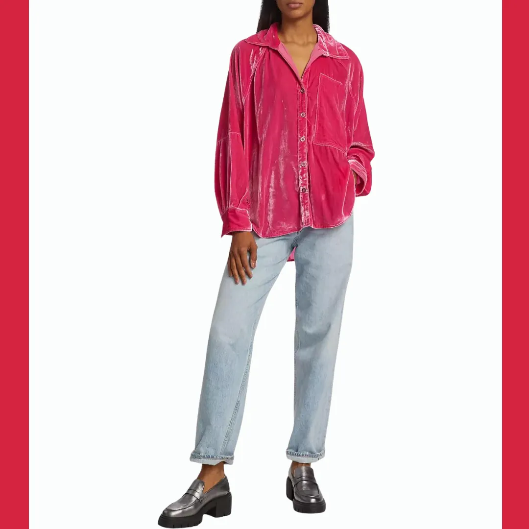 We the Free Night Skies Velvet Shirt - Sorbet