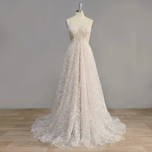 Wedding Dresses Strapless A Line Sleeveless Appliques Bride Gown