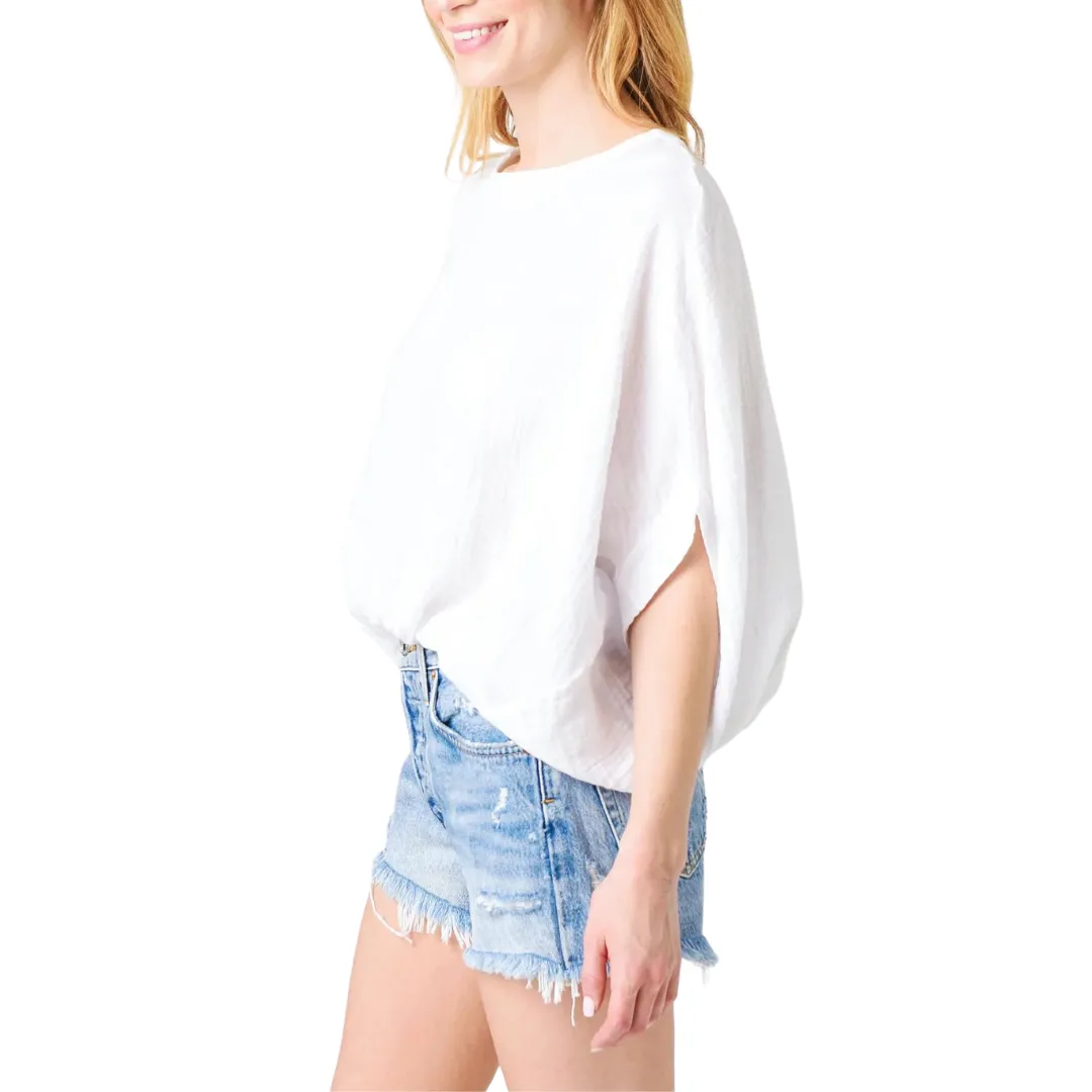 Wide Body Cotton Gauze Top - White