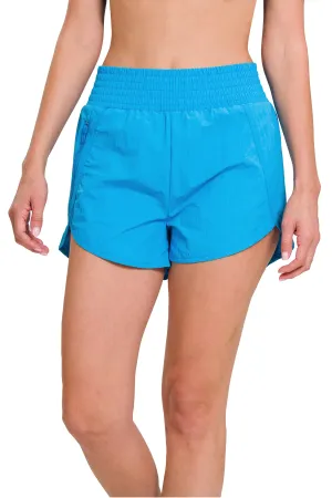 WINDBREAKER SMOCKED WAISTBAND RUNNING SHORTS-DEEP SKY