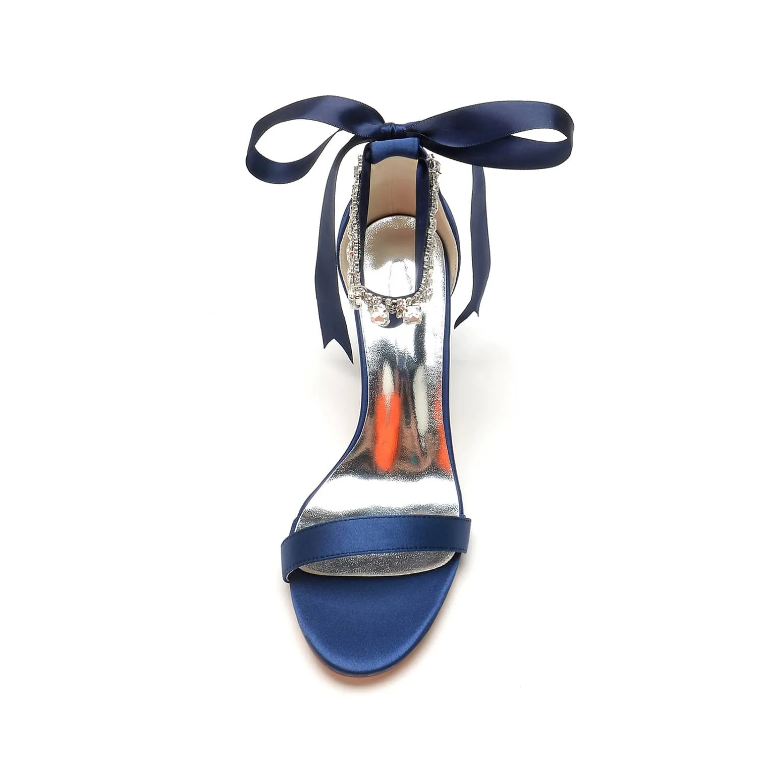 Women's Ankle Strap Pump Beaded Lace Up Chunky Sandals Prom Sandals