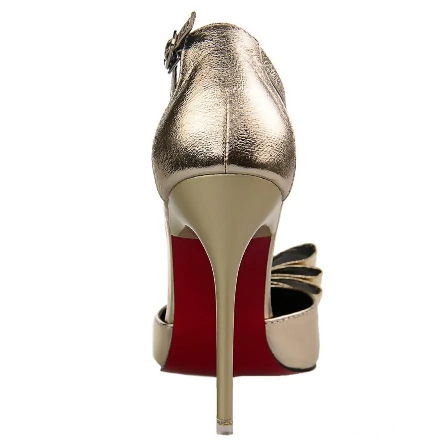 Women's Fashion Elegant Red Bottom High Heels With Bow Tie In 3 Colors!