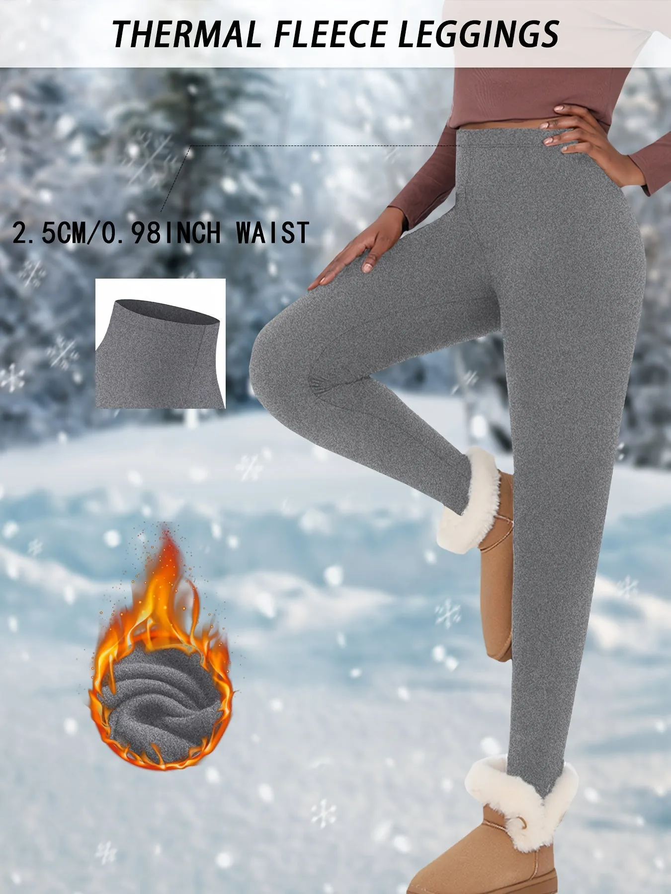 Women's Fleece-Lined Thermal Leggings - 92% Polyester 8% Spandex High Stretch Sports Pants, Solid Color, Long Length for Yoga Running Fitness in Fall/Winter