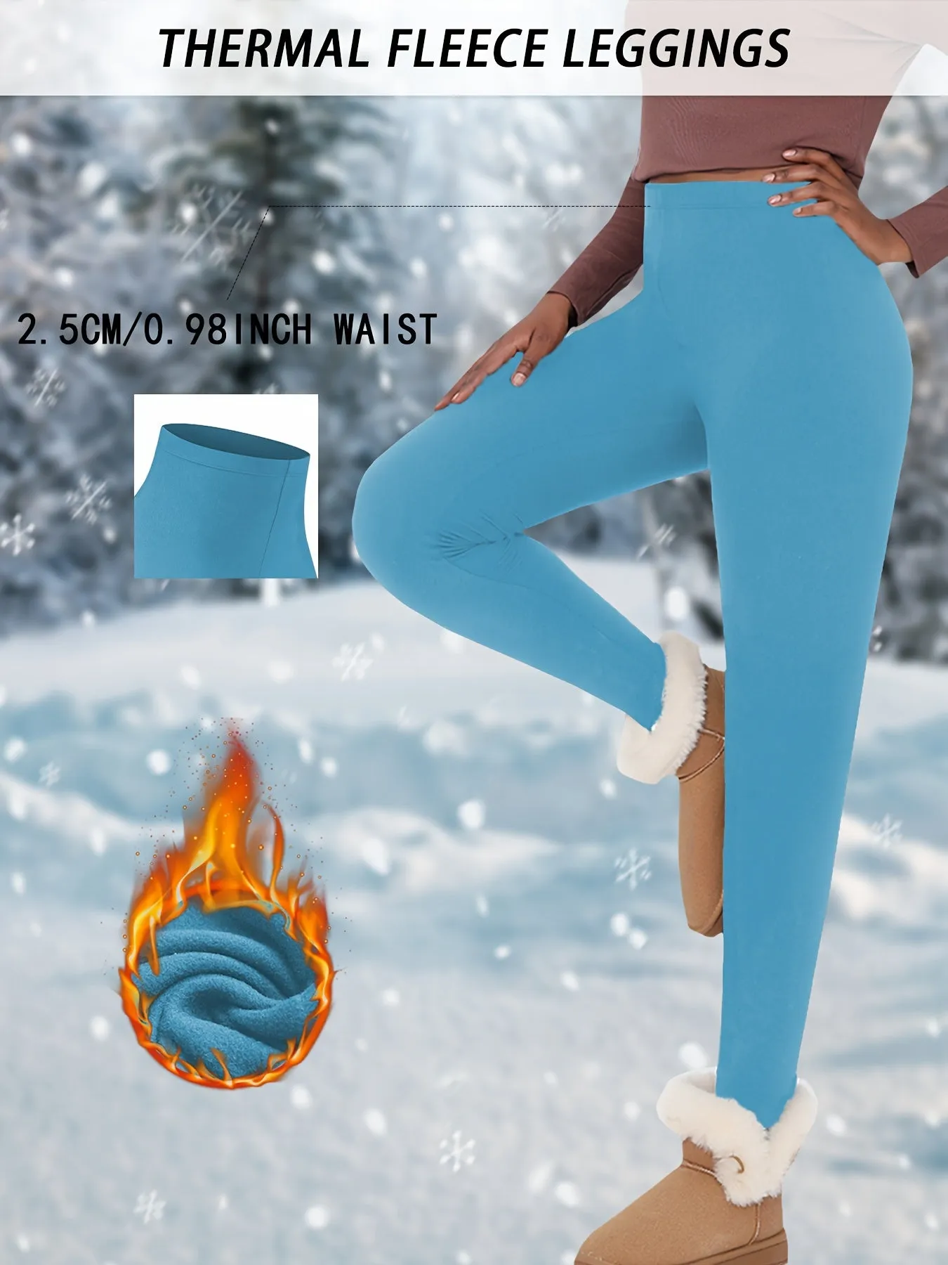 Women's Fleece-Lined Thermal Leggings - 92% Polyester 8% Spandex High Stretch Sports Pants, Solid Color, Long Length for Yoga Running Fitness in Fall/Winter