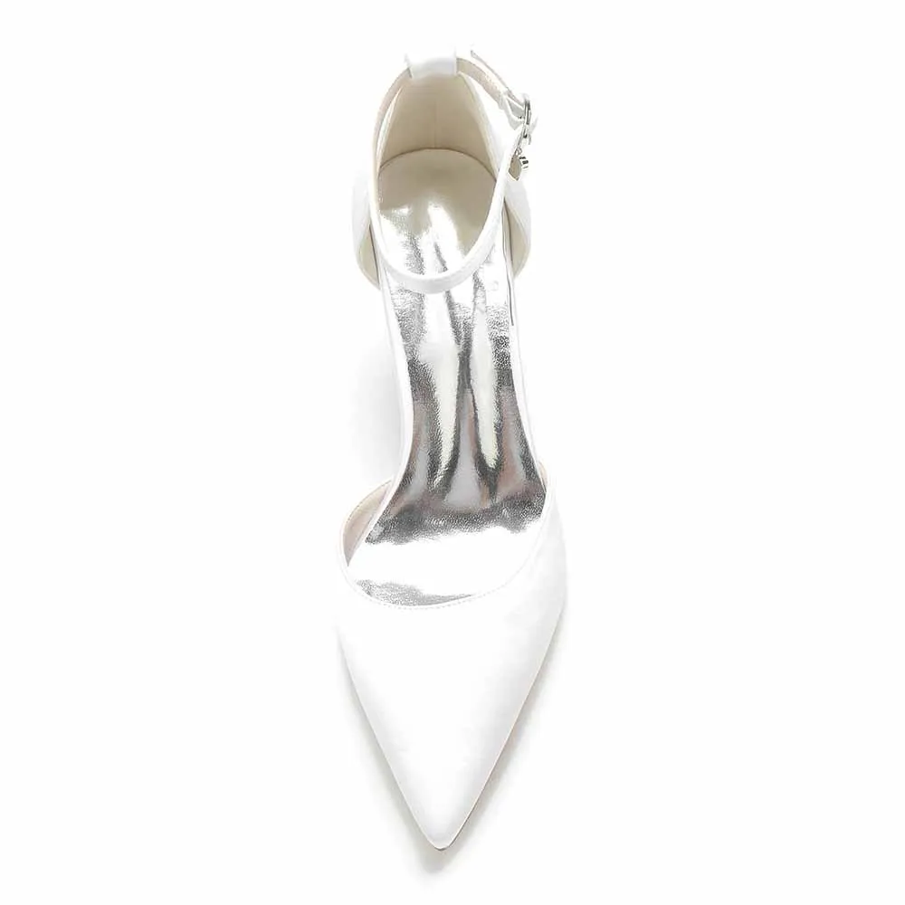 Women's Satin Closed Toe Chunky Heel High Heels