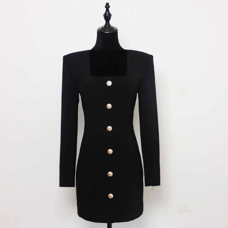 Women's Square Neck Mini Dress Long Sleeve Bodycon Dresses