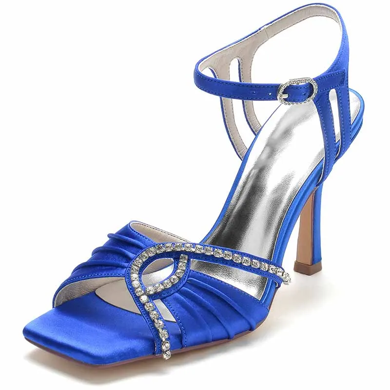 Women's Wedding Shoes Ankle Strap Sandals Wedding Party Heels Sparkling Glitter Chunky Pumps