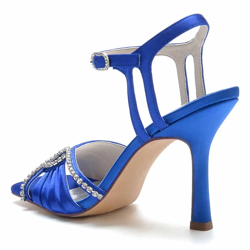 Women's Wedding Shoes Ankle Strap Sandals Wedding Party Heels Sparkling Glitter Chunky Pumps