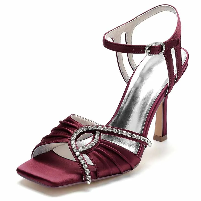 Women's Wedding Shoes Ankle Strap Sandals Wedding Party Heels Sparkling Glitter Chunky Pumps