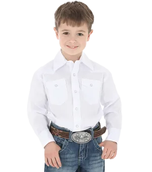 Wrangler Boy's White Long Sleeve Snap Western Shirt
