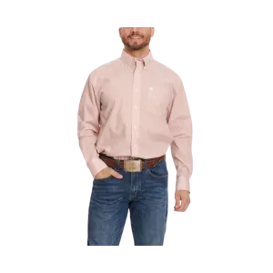 Wrangler Men's Cream Red & Latte Geo Print Classic Fit Long Sleeve Western Shirt