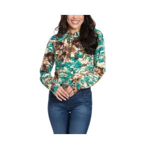 Wrangler Women's Tack Print Long Sleeve Western Shirt
