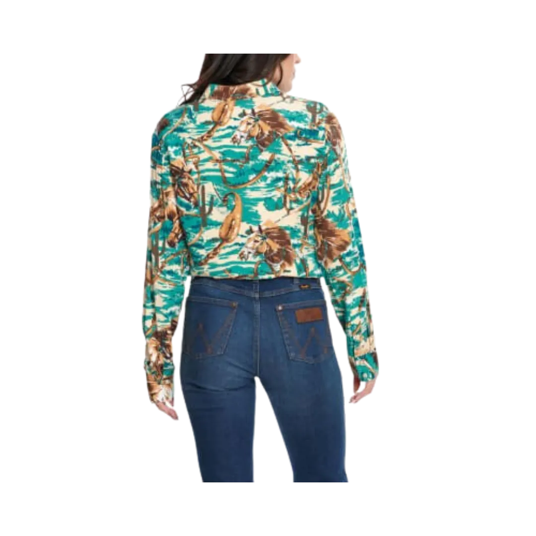 Wrangler Women's Tack Print Long Sleeve Western Shirt