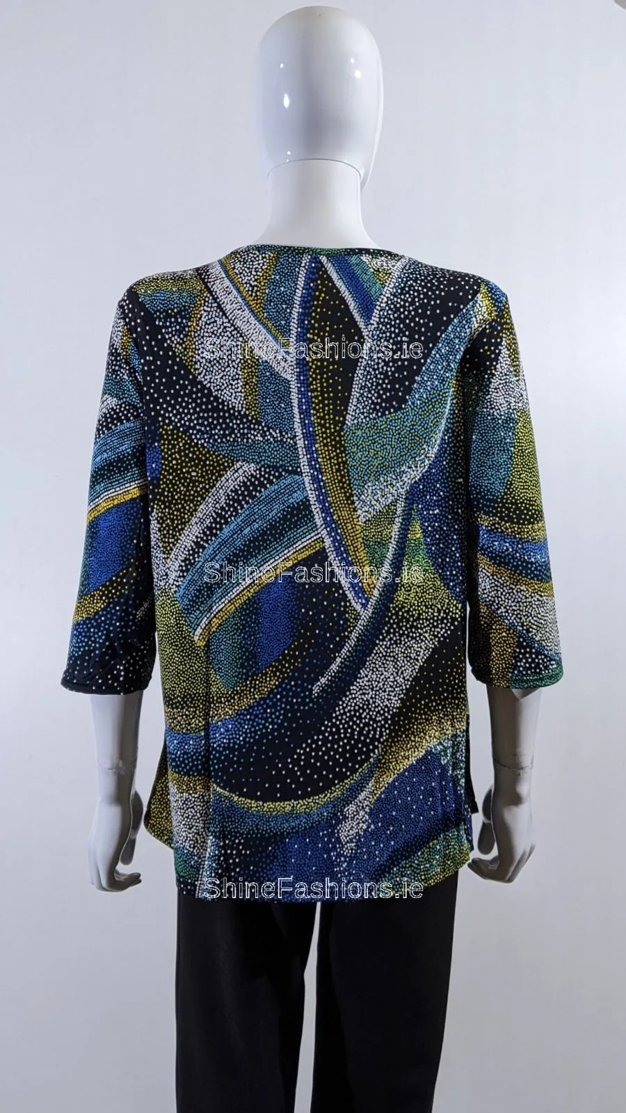 Yellow Spotted Pattern Round Neck Blouse Top