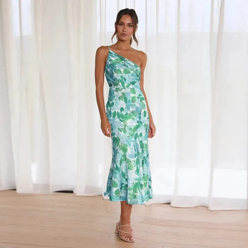 Zoraida® | Elegant Asymmetrical Floral Print Maxi Dress