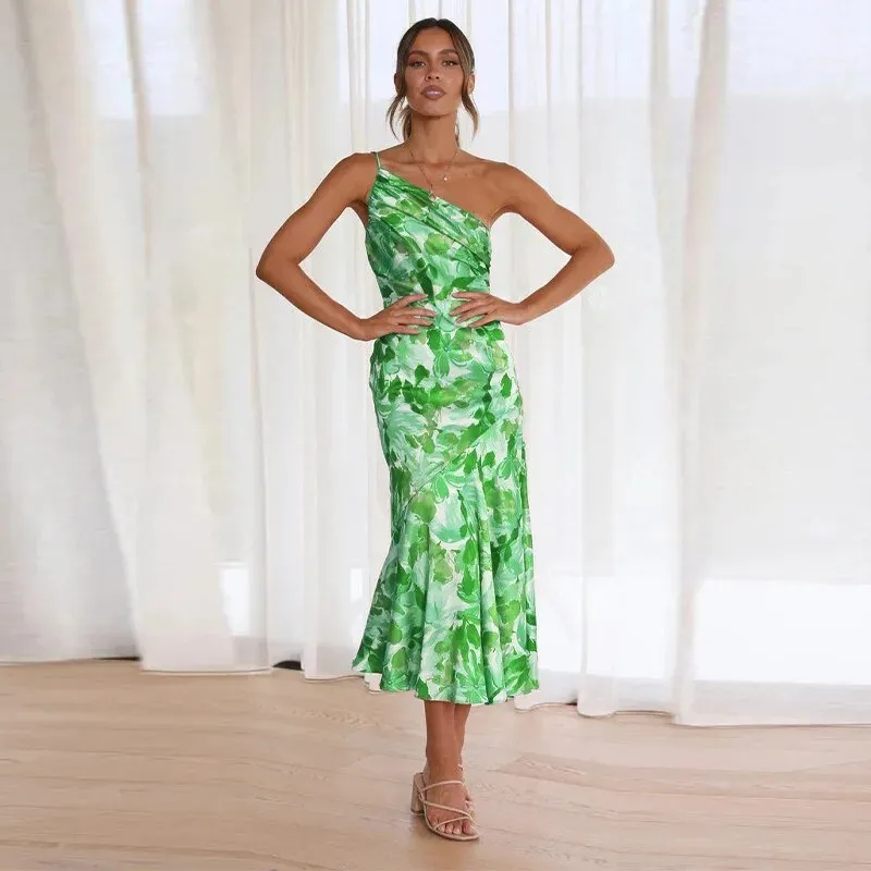 Zoraida® | Elegant Asymmetrical Floral Print Maxi Dress