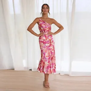 Zoraida® | Elegant Asymmetrical Floral Print Maxi Dress