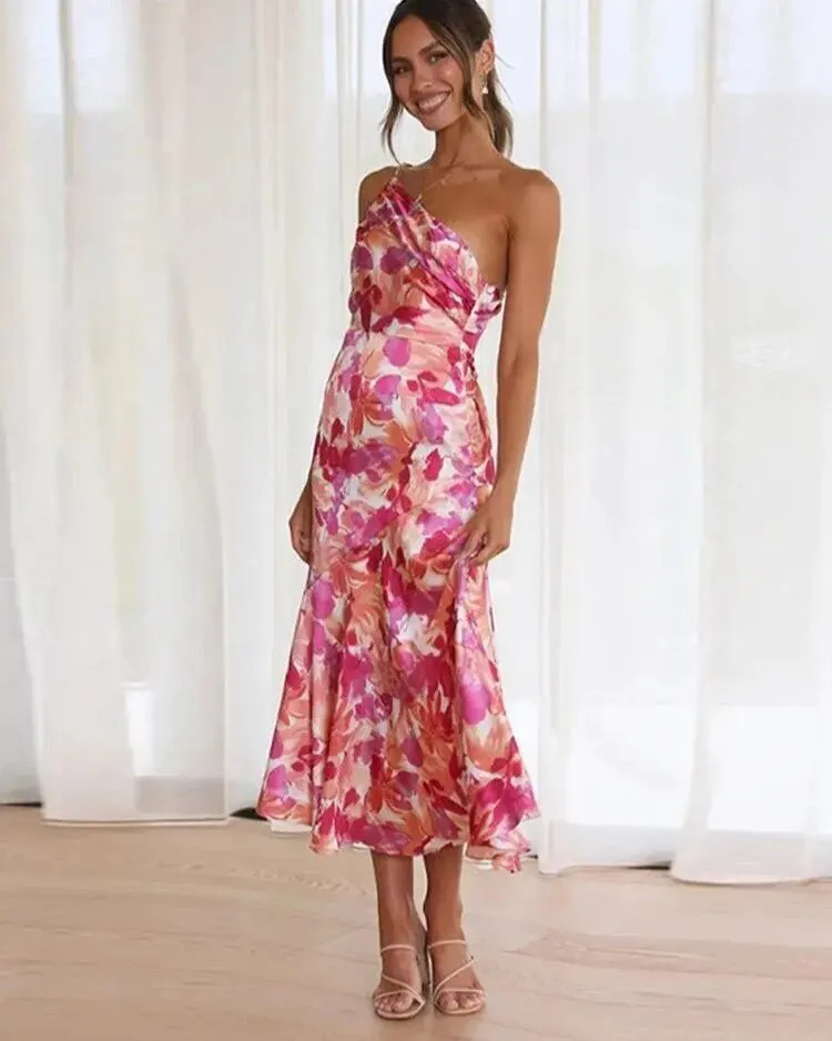 Zoraida® | Elegant Asymmetrical Floral Print Maxi Dress