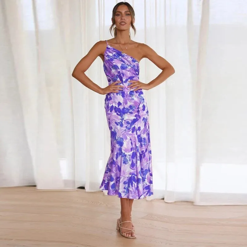 Zoraida® | Elegant Asymmetrical Floral Print Maxi Dress