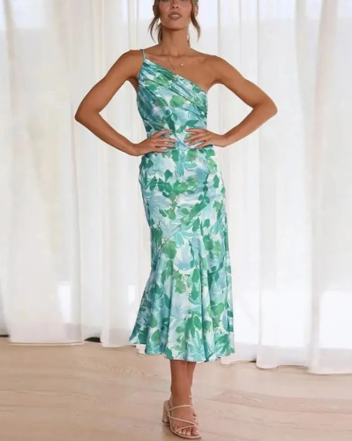 Zoraida® | Elegant Asymmetrical Floral Print Maxi Dress