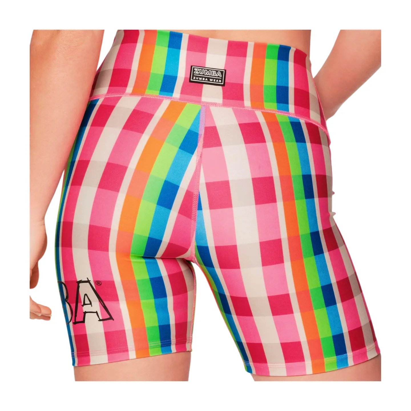 Zumba Plaid Pop High Waisted Biker Shorts (Special Order)