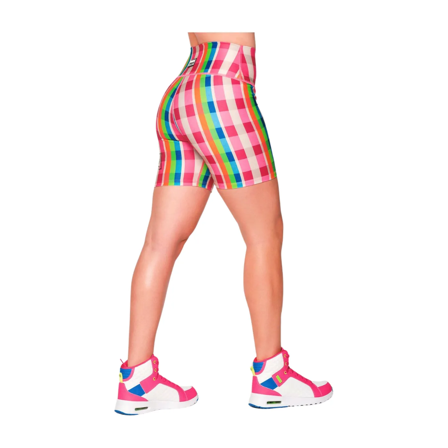 Zumba Plaid Pop High Waisted Biker Shorts (Special Order)